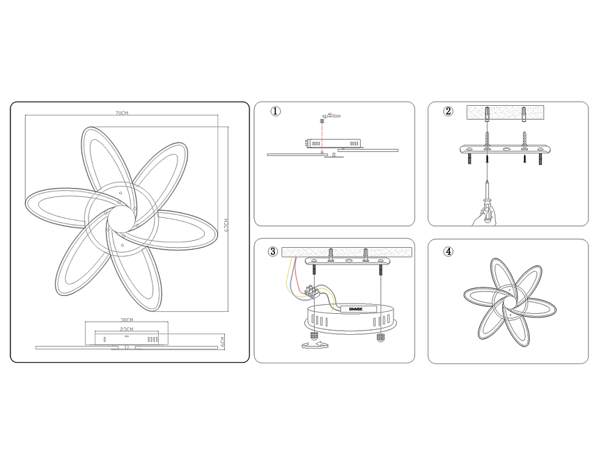 FA541/6 WH белый 108W 700*670*60 (ПДУ РАДИО 2.4)